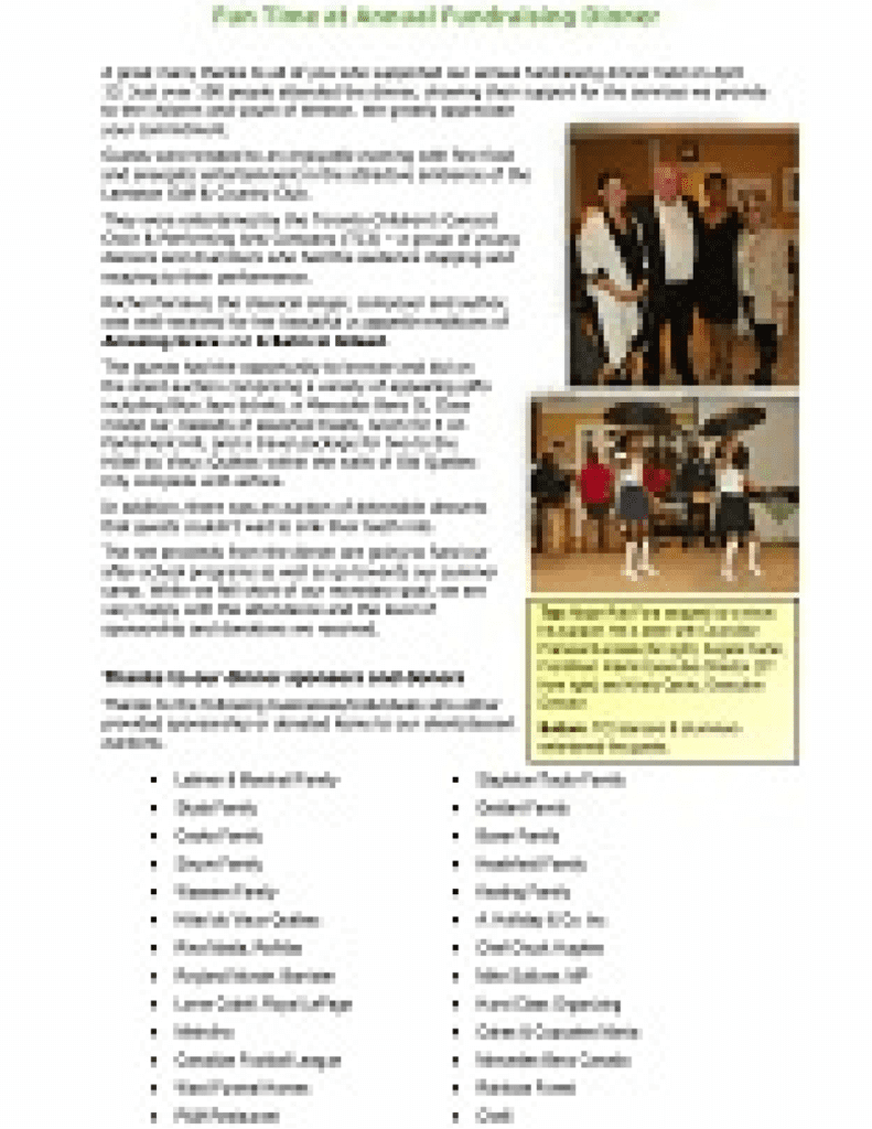 2013 Annual Fundraising Dinner Report